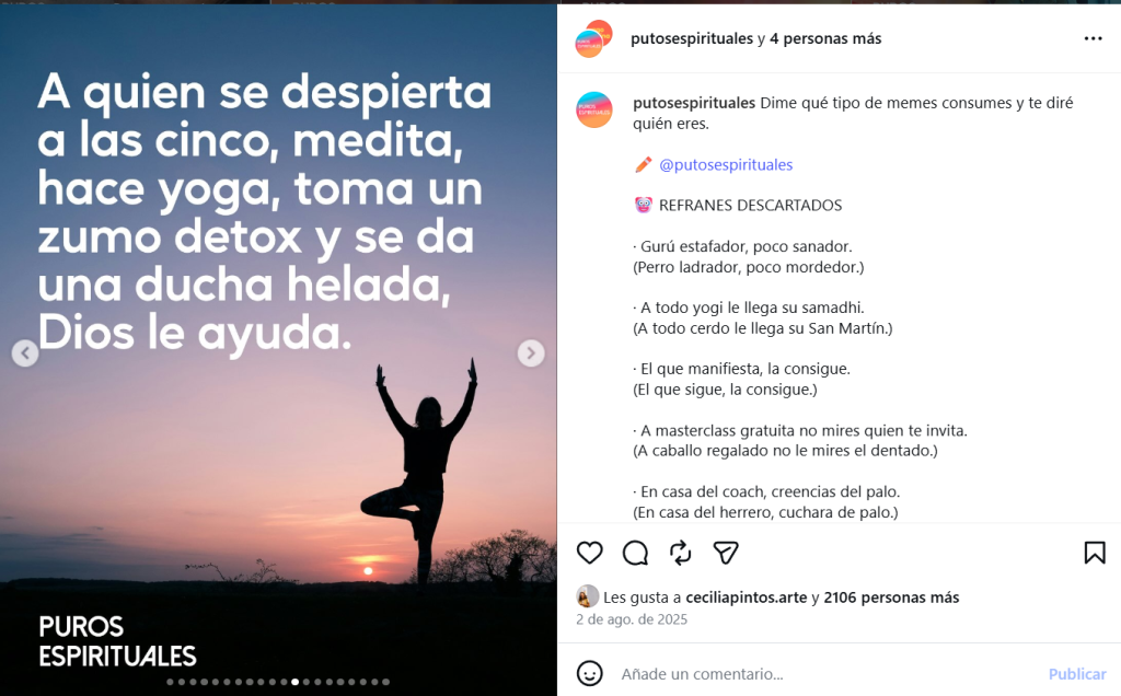 Ejemplo de personalidad de marca bufón. Putos Espirituales